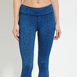 💙F21 Blue and Black Space Dye Active Crop Leggings